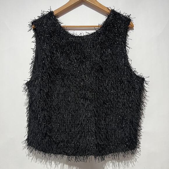 Anthropologie x Current Air Textured Sparkle Shimmer Top Black Size XL NWT - Picture 3 of 7